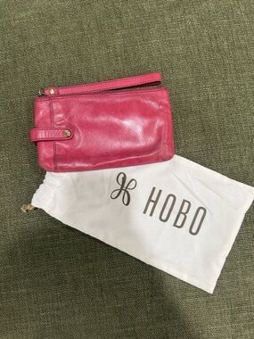 HOBO Hot Pink Leather Wristlet Clutch with Strap